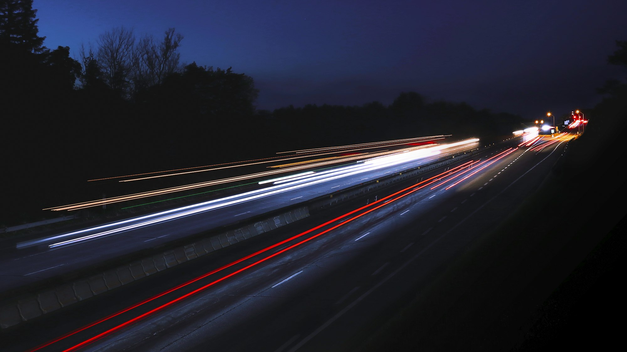 Freight moving on the highway at night