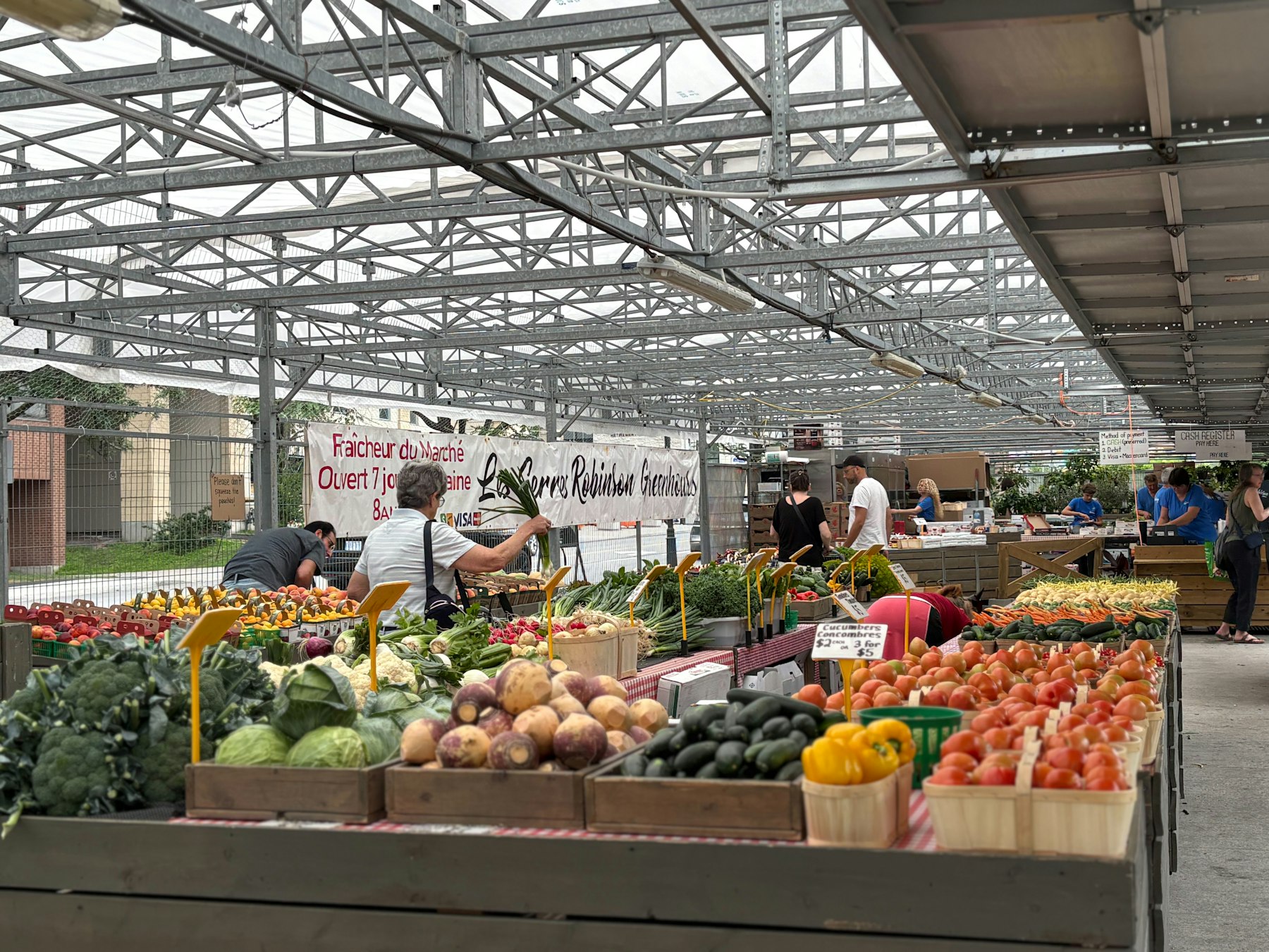 A busy market of fresh fruit and vegetables