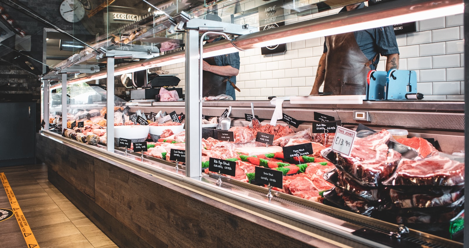 Fresh cuts in a butcher's display counter