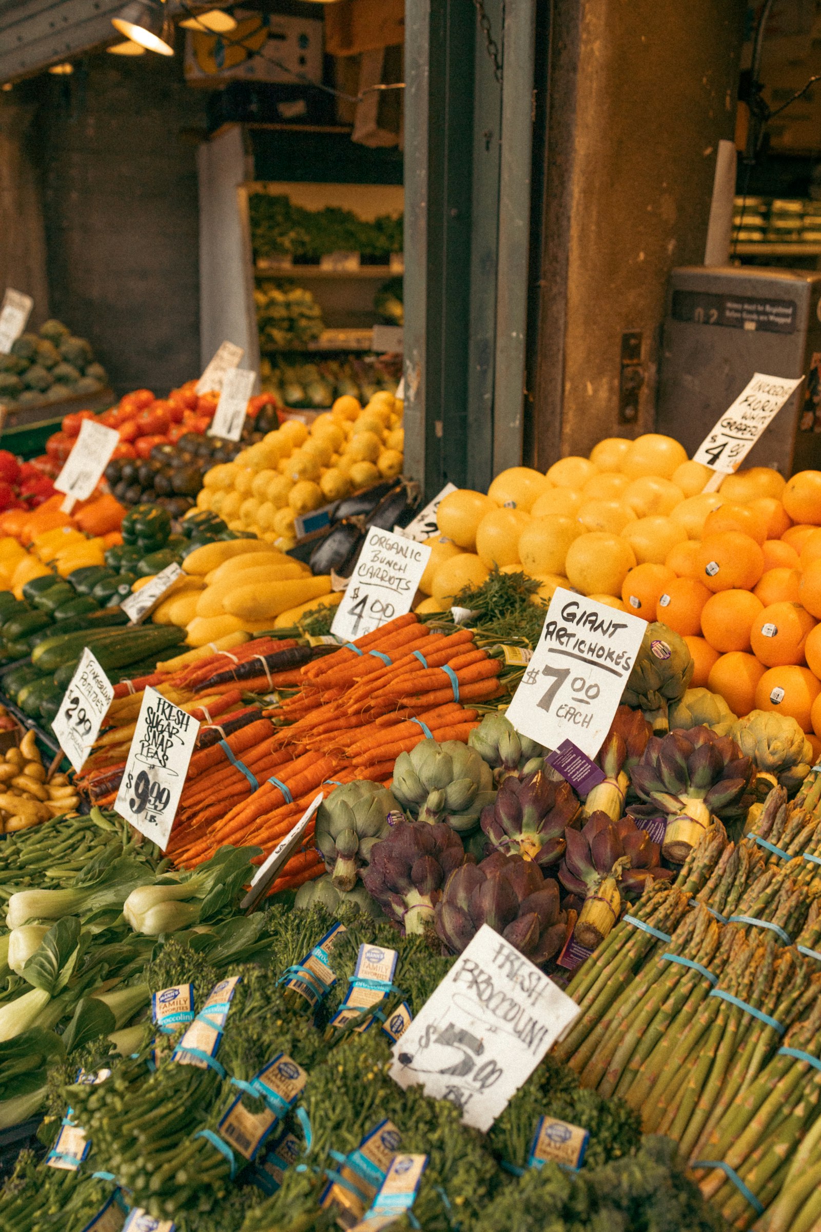 A full fruit and vegetable display